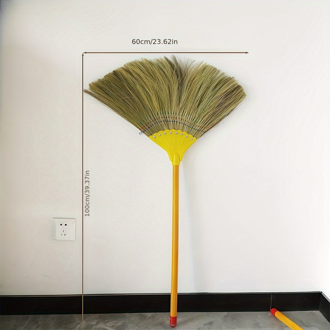 1pc Of Handmade Miscanthus Broom, Broom, Durable Miscanthus Woven Broom, Enlarged And Thickened, Natural And Odorless, Anti-static, Hair-, Suitable for Cleaning In Courtyards, Bedrooms, Living Rooms And Kitchens