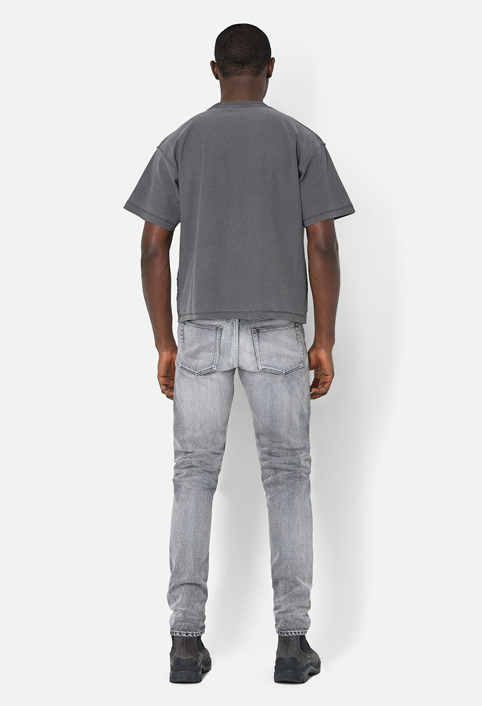 Summer Reversed Cropped Tee / Washed Black