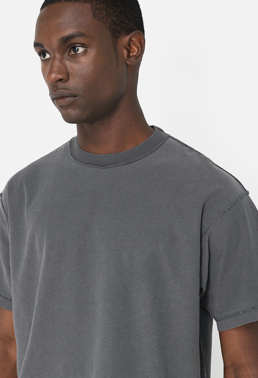 Summer Reversed Cropped Tee / Washed Black