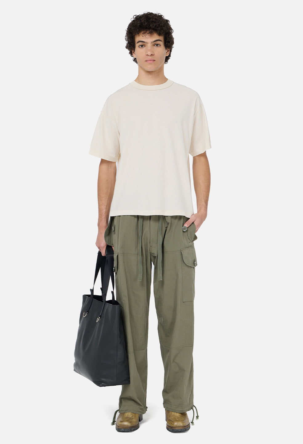 Summer Reversed Cropped Tee / Washed Salt