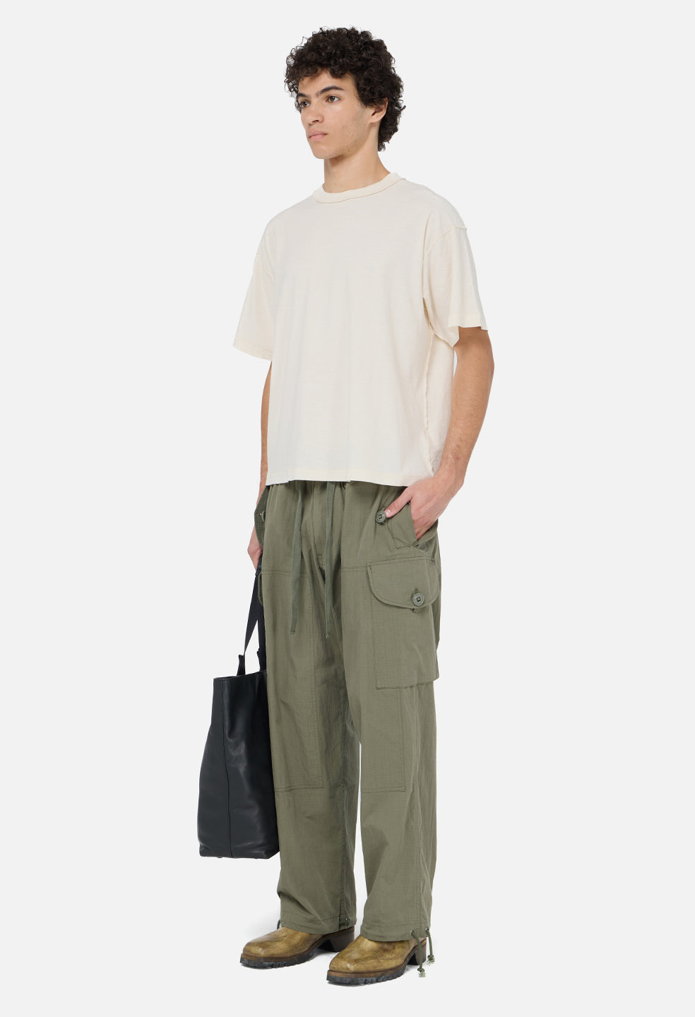 Summer Reversed Cropped Tee / Washed Salt