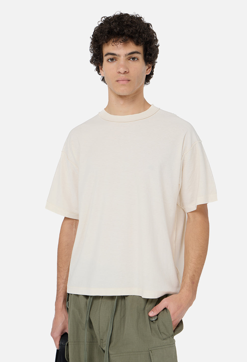 Summer Reversed Cropped Tee / Washed Salt
