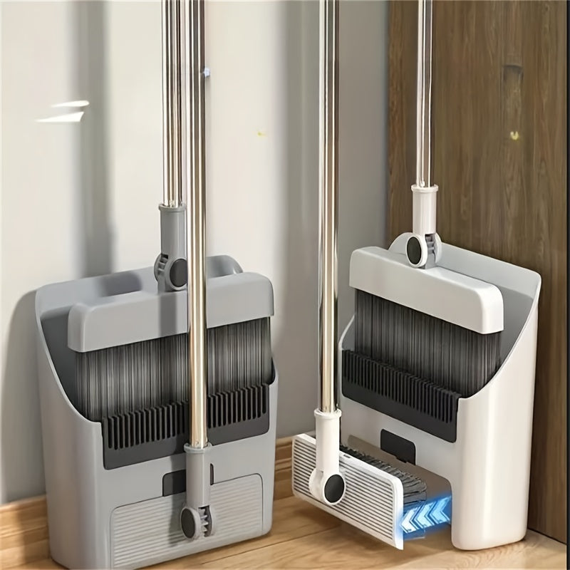 3-in-1 Long Handle Broom And Dustpan Set Pet Hair Remover Household Cleaning Tools For Floor Office School Dormitory Essential Cleaning Supplies