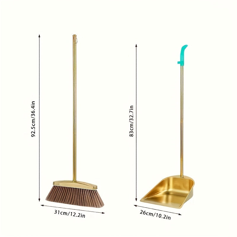 Sturdy Golden Broom And Dustpan Collection - Broom And Dustpan with Extended Handle for Outdoor Use, Restaurant Cleaning, Floor Maintenance, Standing Dustpan, And Garden Dustpan for Home And Office