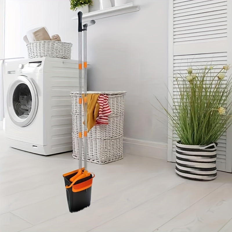 8-Section Stainless Steel Heavy-Duty Broom and Dustpan Set with Long Pole - Heavy-Dust Broom & Pan Combo for Hard Floors, Pet Hair, Ceiling\u002FWall Cleaning - Ideal for Home, Kitchen, Office - Durable Multi-Surface Care System