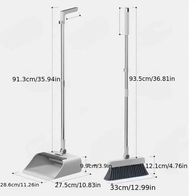 3-in-1 Broom And Dustpan, Foldable For Storage, With Soft-Bristle Broom Cover, Suitable For Sweeping And Cleaning (Gray)
