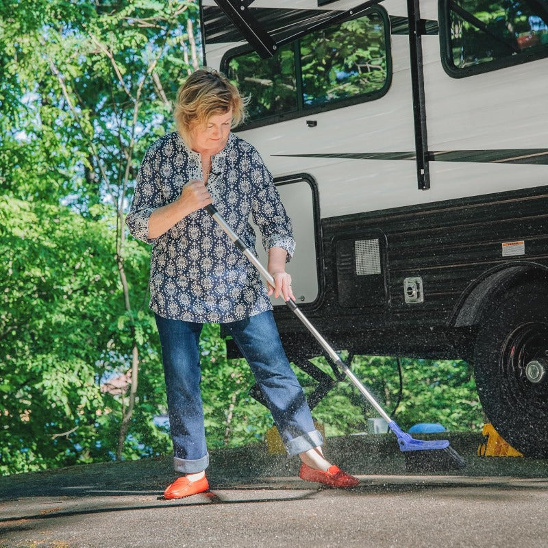 Adjustable Broom and Dustpan Portable and Compact Full Size Broom Adjusts from 2452 Inches Ideal for RV Marine and Home Use 43623A, Spacesaving Broom, Foldable Dustpan, Telescopic Handle, Durable Plastic, Extendable Broom, Multipurpose Sweeper, Small