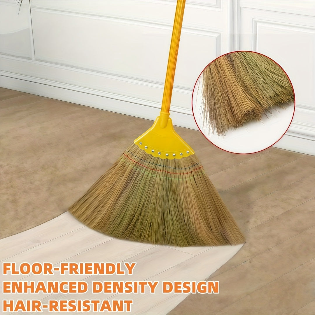 1pc Of Handmade Miscanthus Broom, Broom, Durable Miscanthus Woven Broom, Enlarged And Thickened, Natural And Odorless, Anti-static, Hair-, Suitable for Cleaning In Courtyards, Bedrooms, Living Rooms And Kitchens
