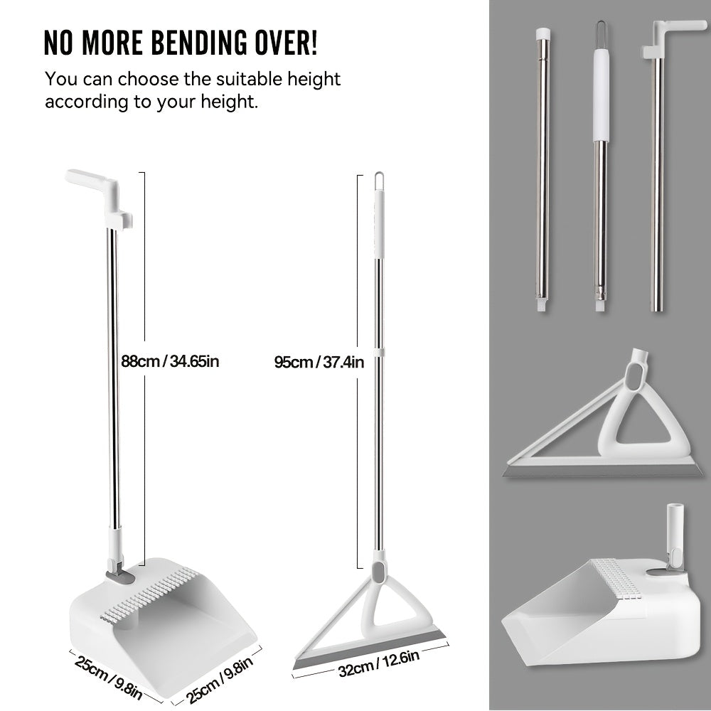 Home Cleaning Broom with Dustpan, Enchanted Broom, Extended Adjustable Aluminum Handle for Floors, Windows, And Tiles