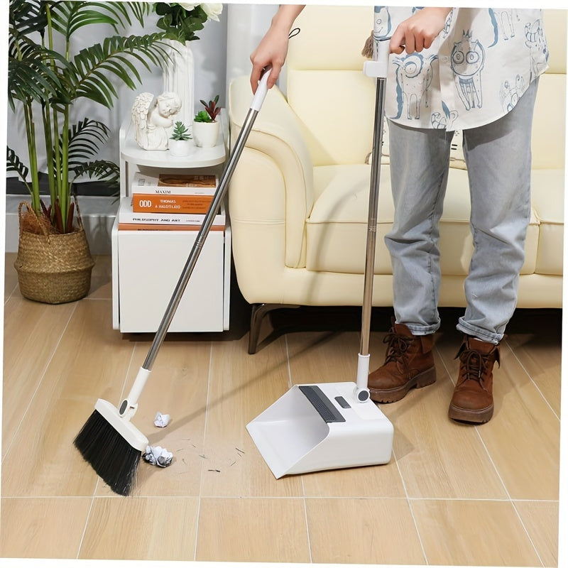3-in-1 Long Handle Broom And Dustpan Set Pet Hair Remover Household Cleaning Tools For Floor Office School Dormitory Essential Cleaning Supplies