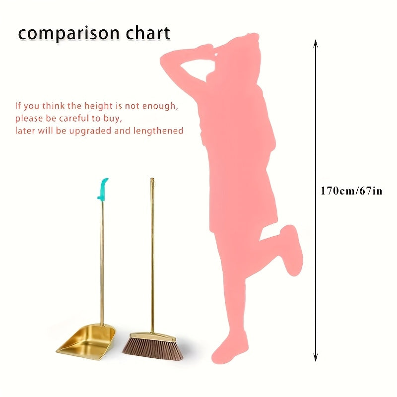 Sturdy Golden Broom And Dustpan Collection - Broom And Dustpan with Extended Handle for Outdoor Use, Restaurant Cleaning, Floor Maintenance, Standing Dustpan, And Garden Dustpan for Home And Office