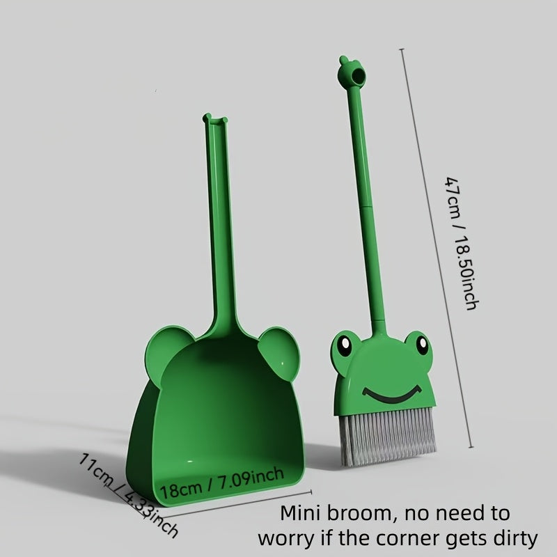 Broom and Dustpan Set | Cute Q-style Cleaning Set for Desktop and Corner Cleaning, Suitable for Hard Floors and Furniture
