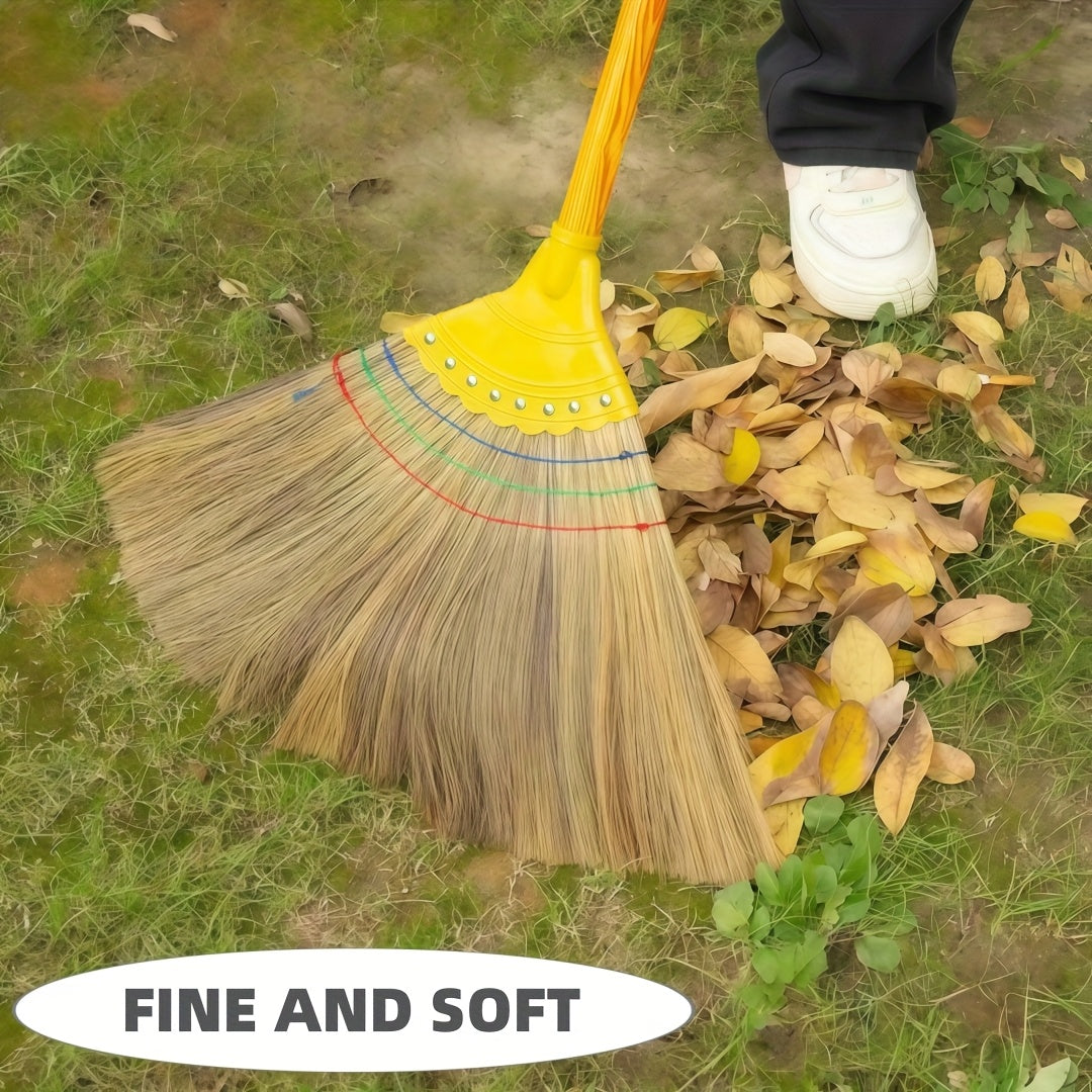 1pc Of Handmade Miscanthus Broom, Broom, Durable Miscanthus Woven Broom, Enlarged And Thickened, Natural And Odorless, Anti-static, Hair-, Suitable for Cleaning In Courtyards, Bedrooms, Living Rooms And Kitchens