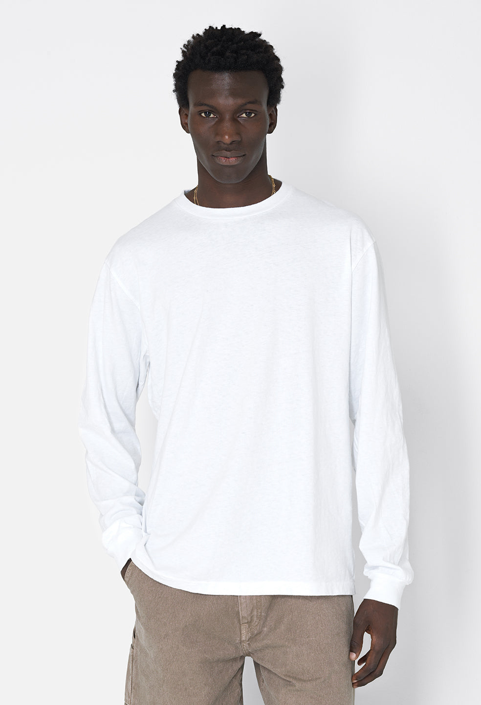Recycled Cotton LS University Tee / White