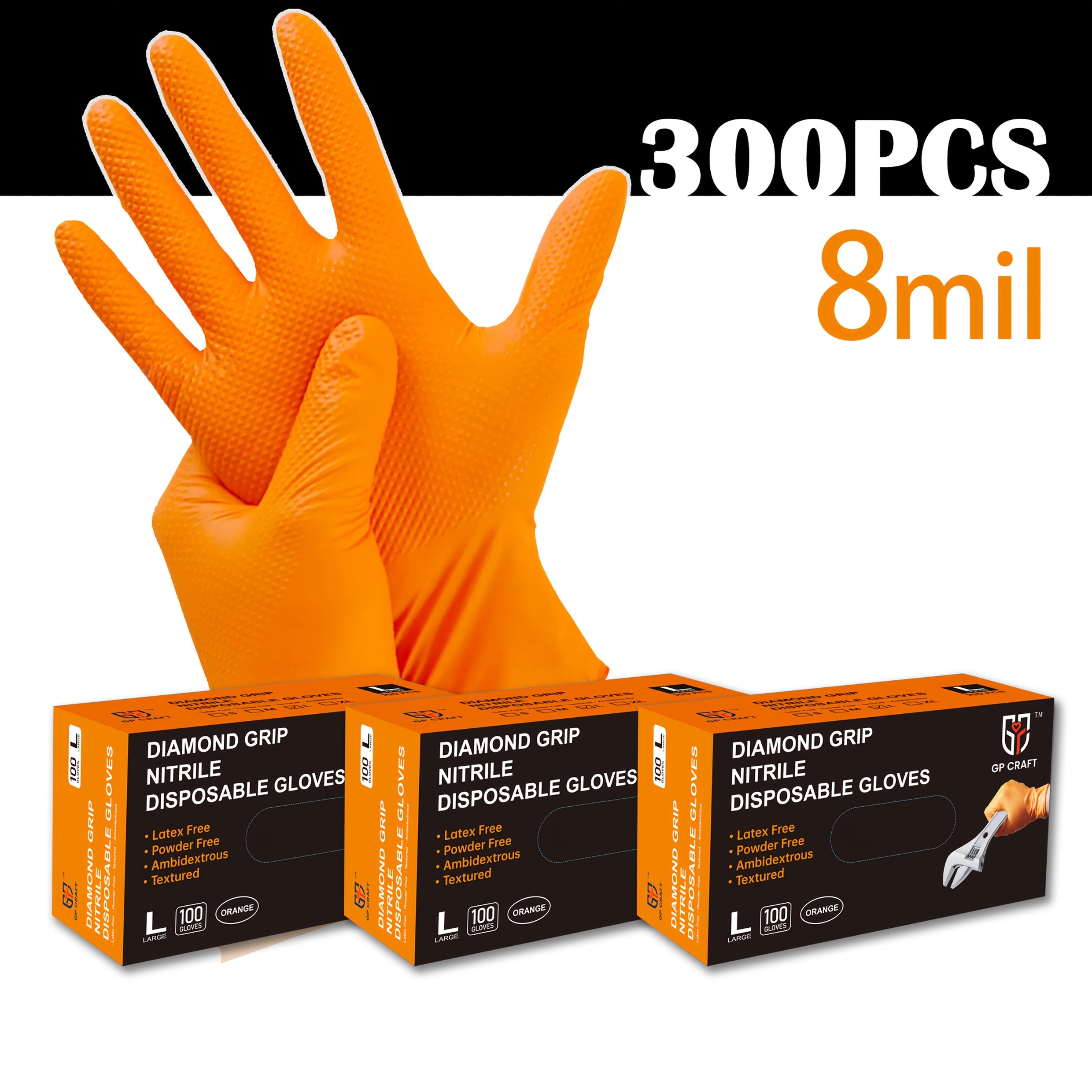 1 Box (Bulk Packaging) 8mil Heavy-Duty Nitrile Gloves - Latex-Free,, Food Safe, Non-Sensitive (No Allergens), Lab, Cleaning, & Food Prep Gloves - Durable Non-Rubber Handwear
