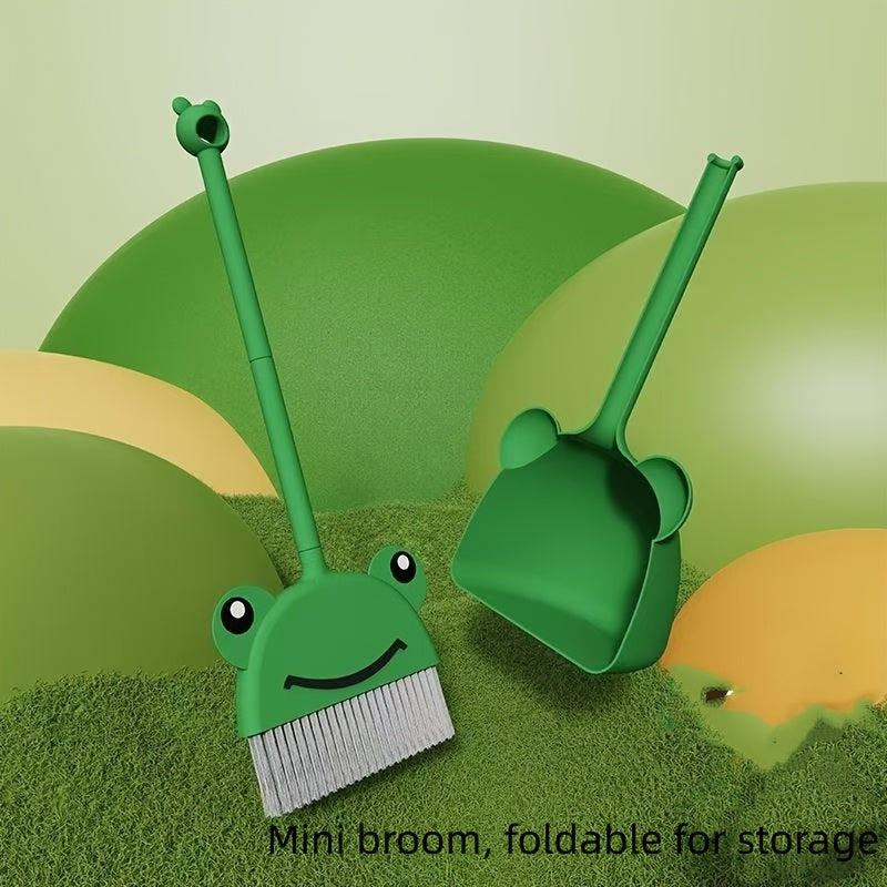 Broom and Dustpan Set | Cute Q-style Cleaning Set for Desktop and Corner Cleaning, Suitable for Hard Floors and Furniture