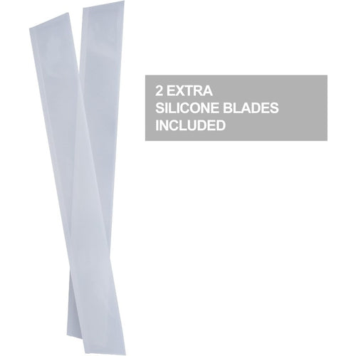 1 (with 2 Spare Blades) Multi-Purpose Heavy-Duty Squeegee for Shower Doors, Car Windshield & Glass - Heavy-Duty Silicone Replacement Blades, Foam Handle & Plastic Frame, Scratch-Free Window for Glass, Floors, Vinyl (No