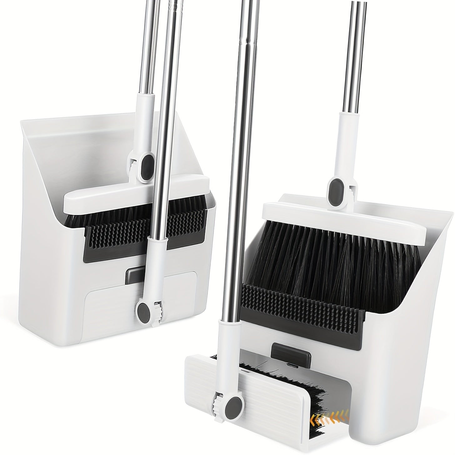 3-in-1 Broom And Dustpan, Foldable For Storage, With Soft-Bristle Broom Cover, Suitable For Sweeping And Cleaning (Gray)